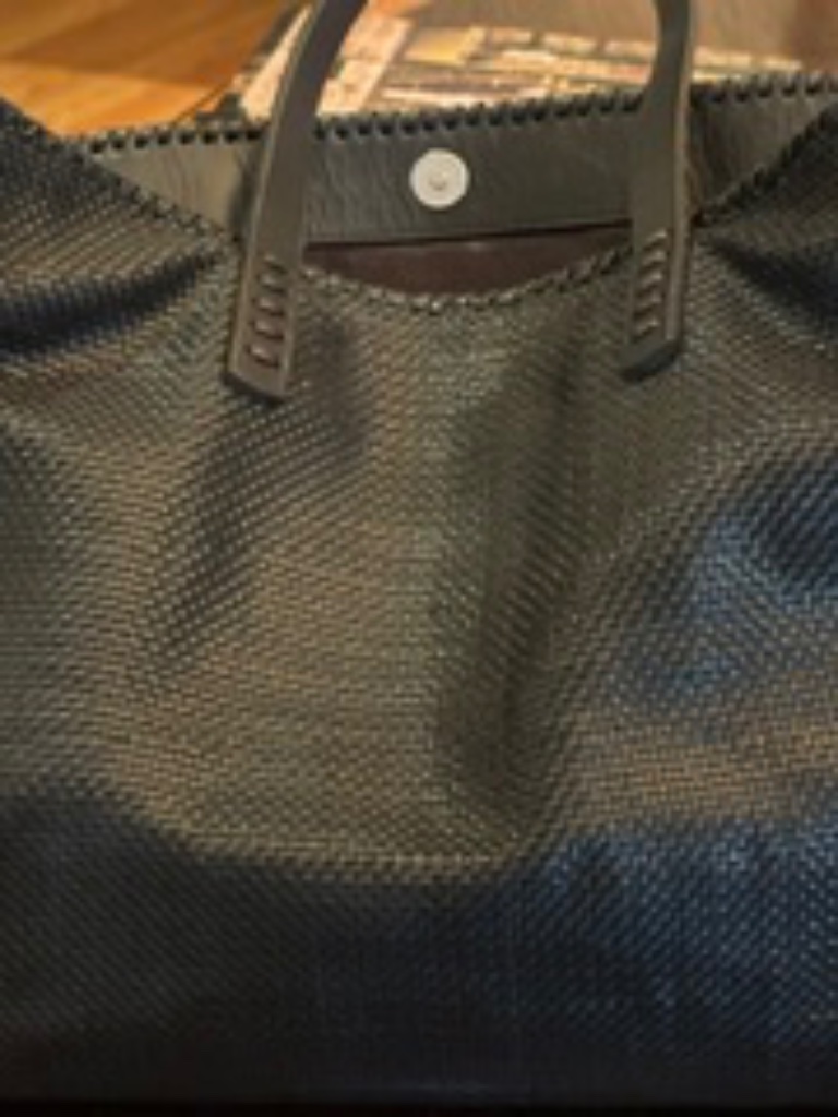 Dragon Diffusion Woven Leather Black Tote Bag